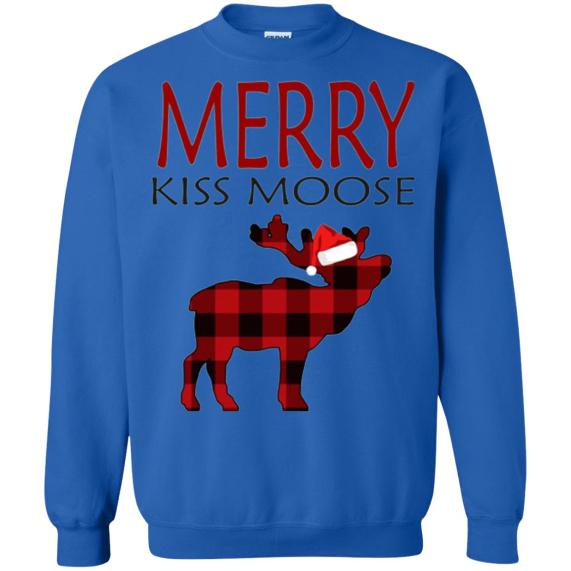 Christmas T-shirt Merry Kiss Moose Royal