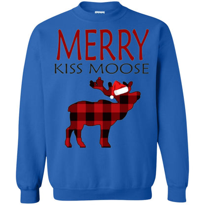 Christmas T-shirt Merry Kiss Moose Royal