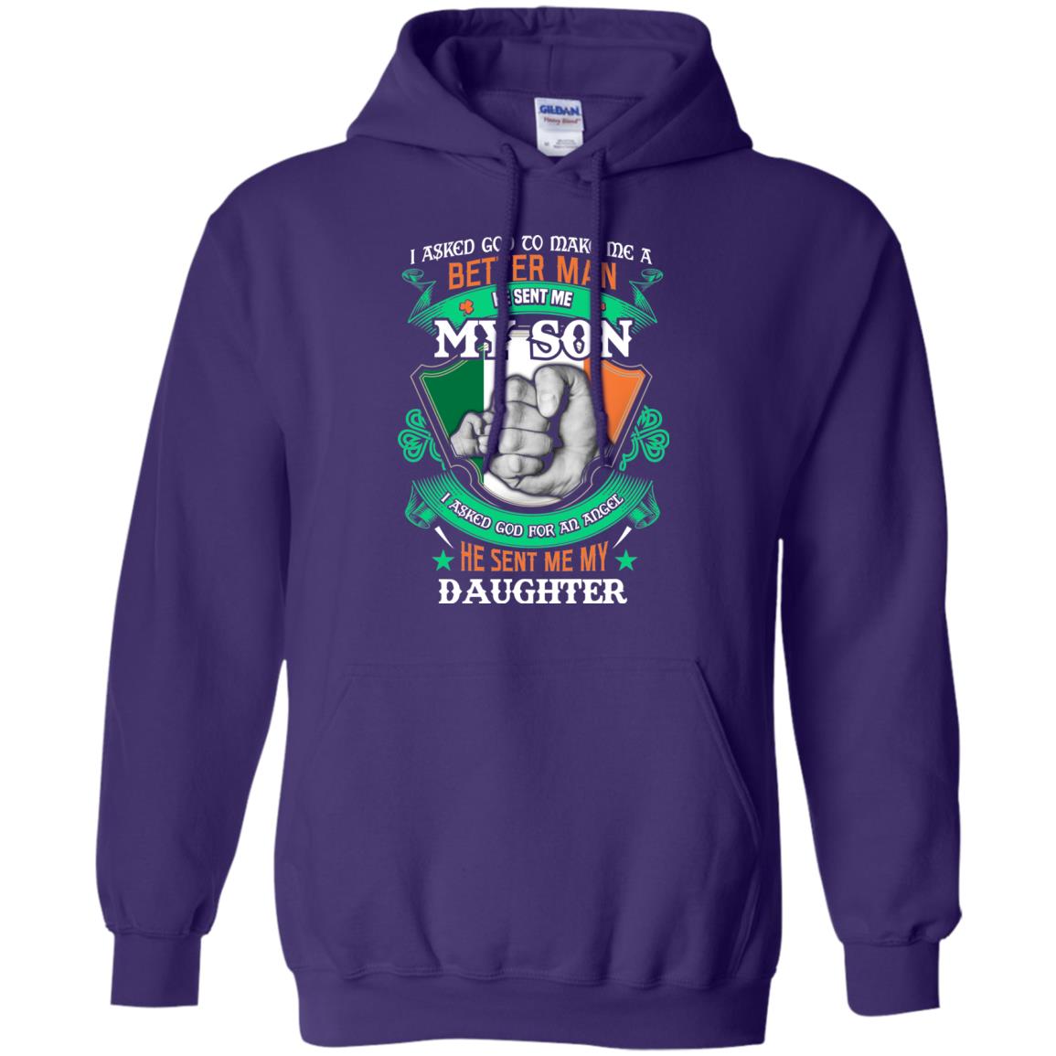 He Sent Me My Son He Sent Me My Daughter Saint Patrick's Day Shirt For Dad Purple