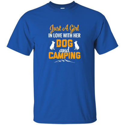 Just A Girl In Love With Her Dog And Camping Dog Lover T-shirt Royal