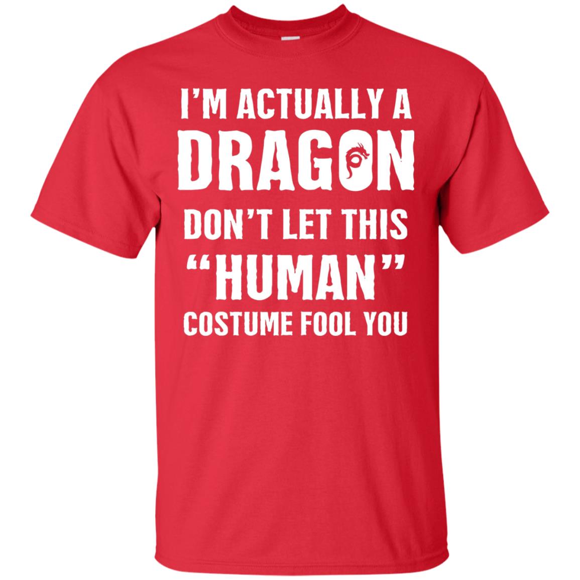 I_m Actually A Dragon Funny Halloween T-shirt Red