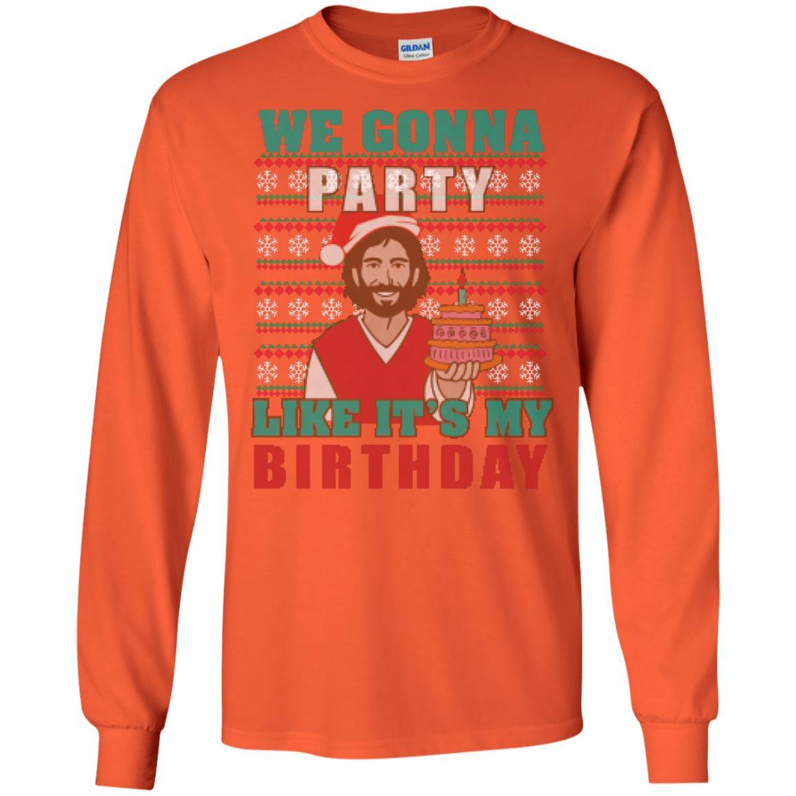 Brithday T-shirt We Gonna Party Like It's My Birthday Orange