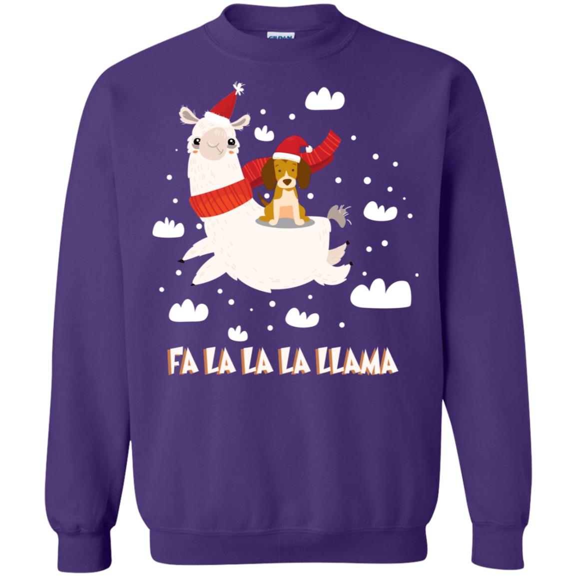 Fa La La La Llama With Beagle X-mas Gift Shirt Purple