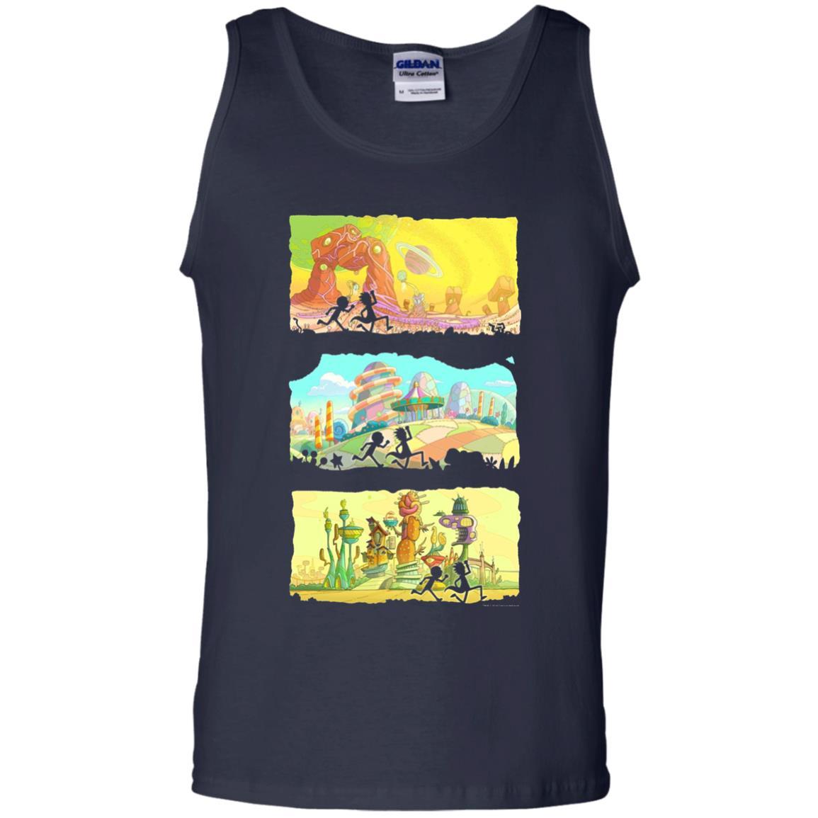 Movie T-Shirt Running Silhouettes On Alien Land Navy