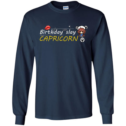 Cute Capricorn Girl Birthday Lip Slay T-shirt Navy