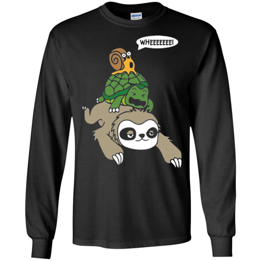 Running Wild T-shirt Sloth Turtle And Snail Piggyback Black