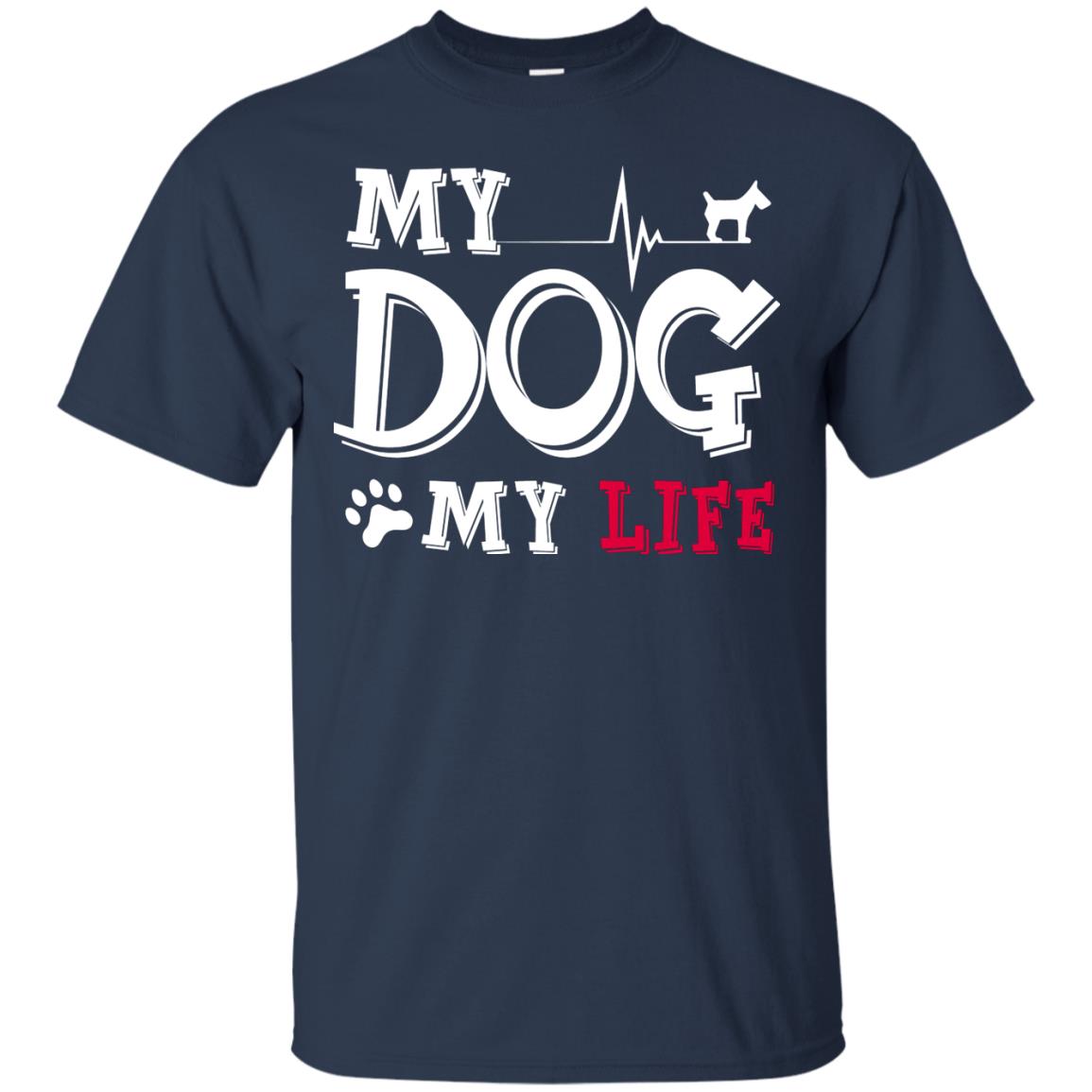 Dog Lovers T-shirt My Dog My Life Navy