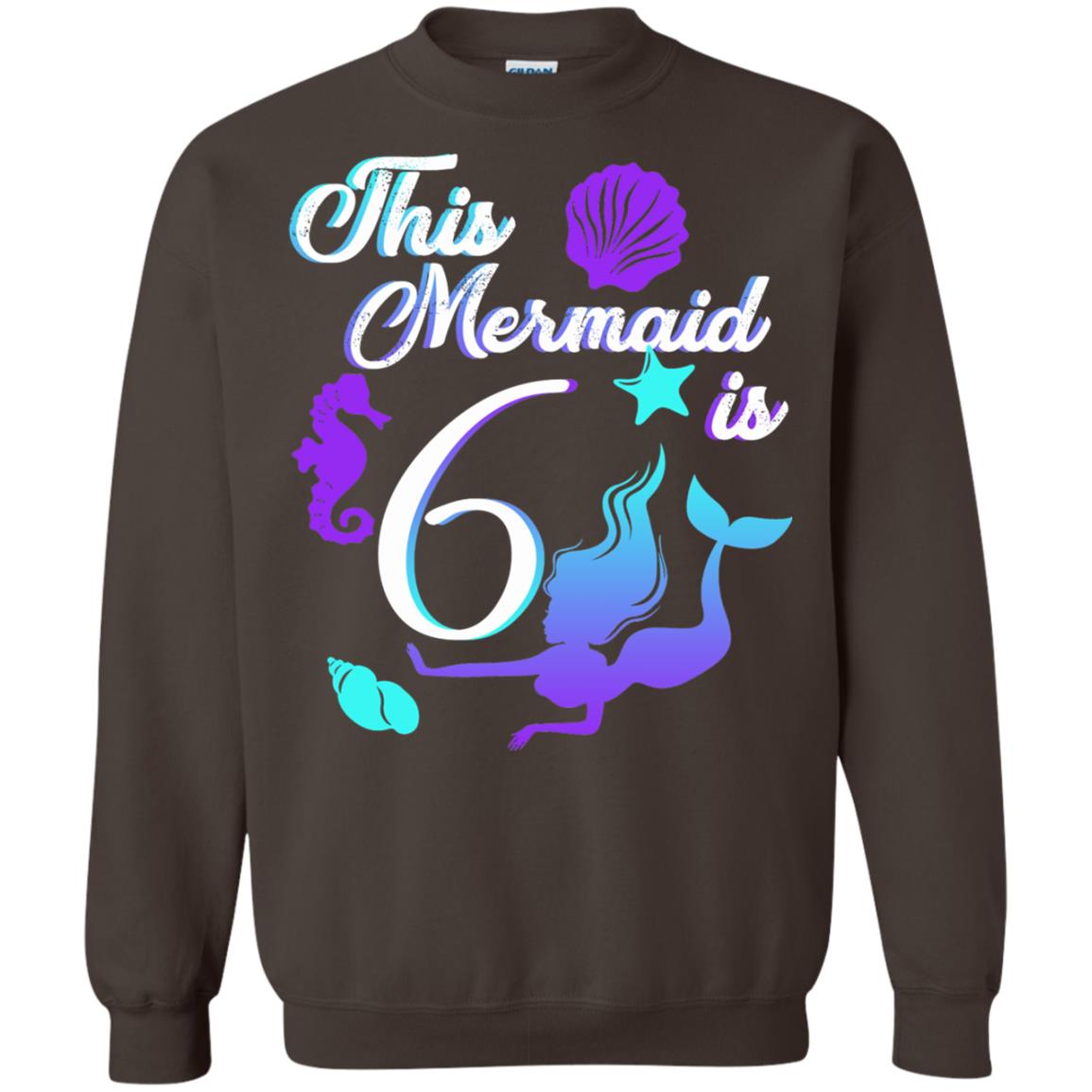 6th Birthday Shirt This Mermaid Is 6 Dark Chocolate