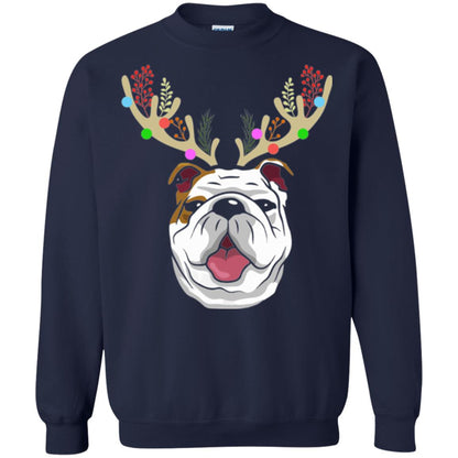 Dog Lovers T-shirt Funny Bulldogs With Antlers Navy
