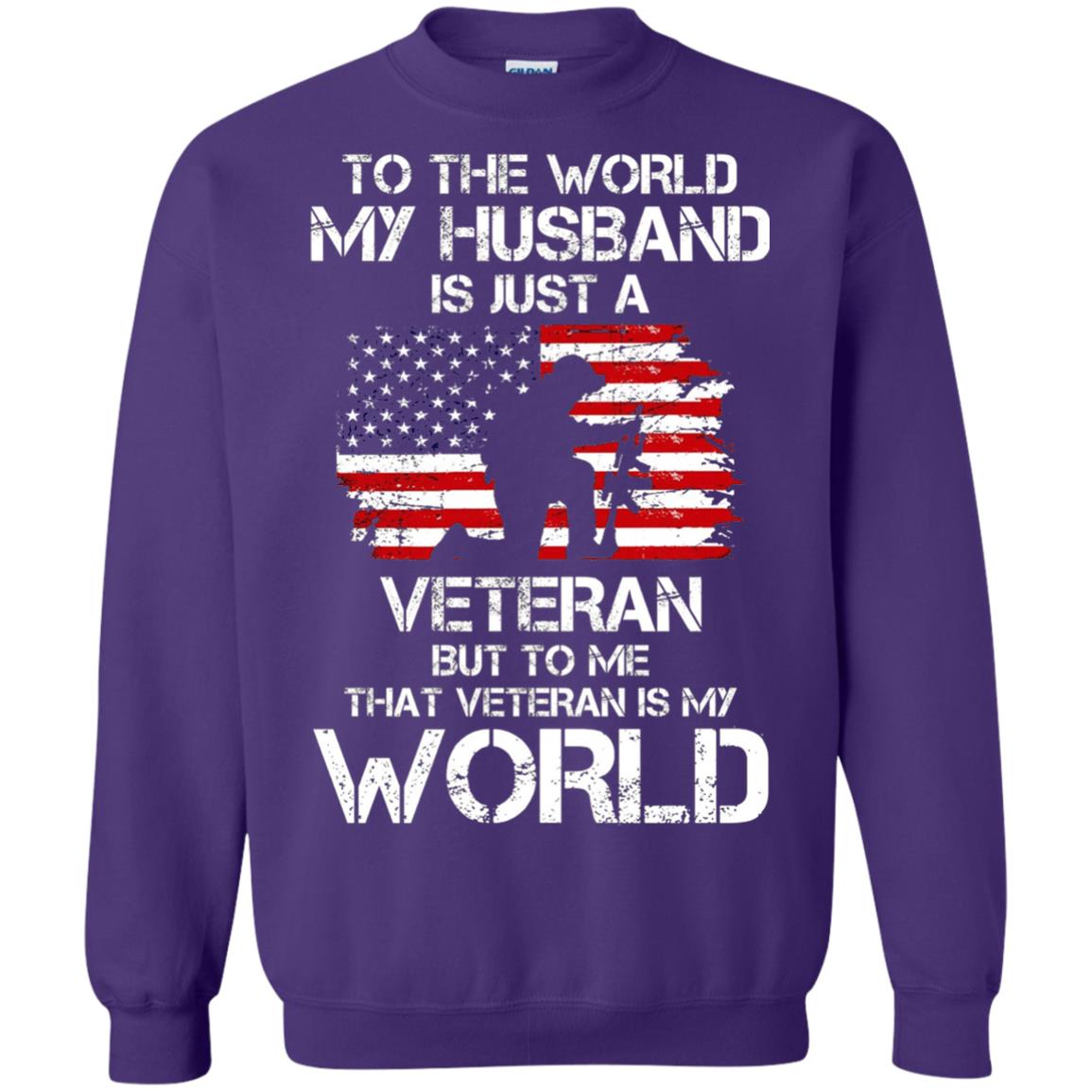 Wife T-shirt To The World My Husband Is Just A Veteran Purple