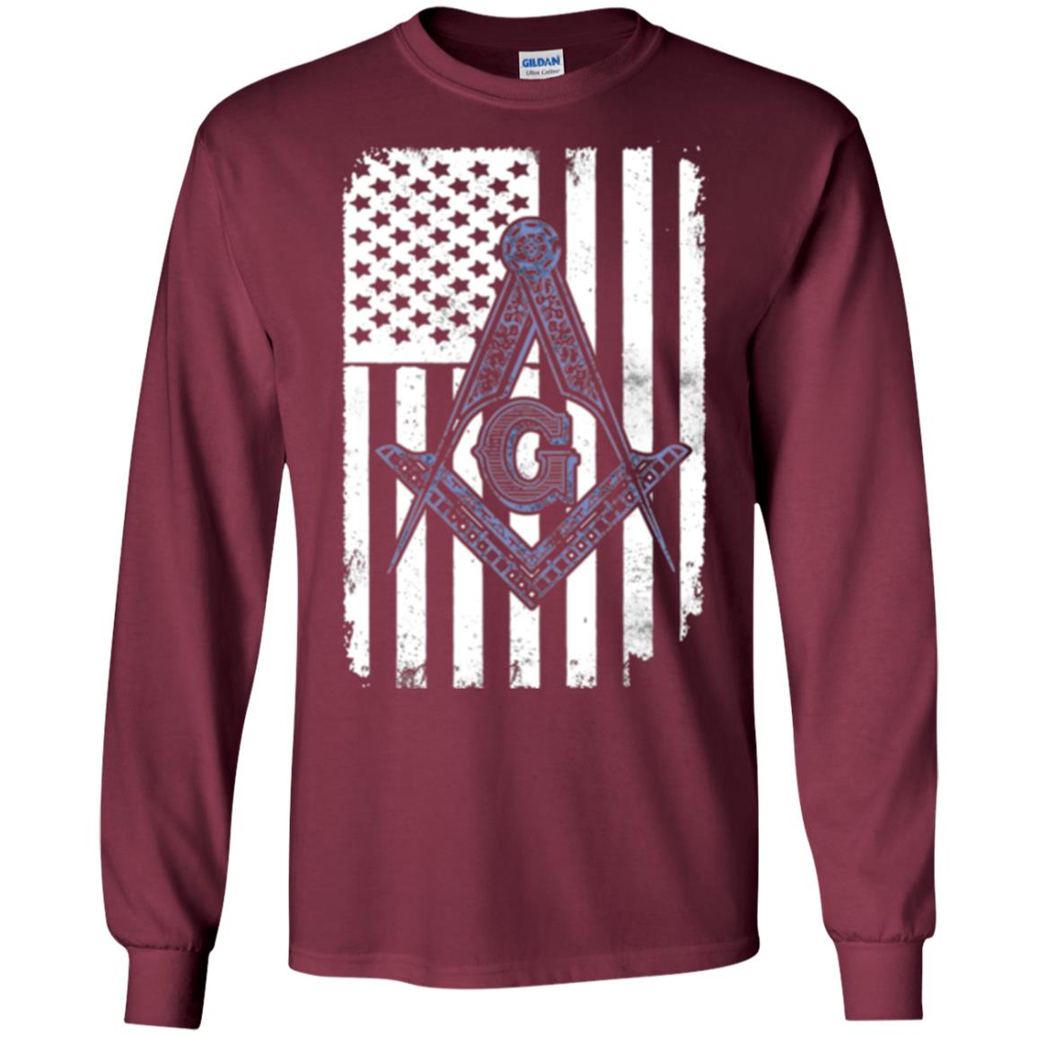 Freemason Usa Flag Logo Freemasonry America T-shirt Maroon