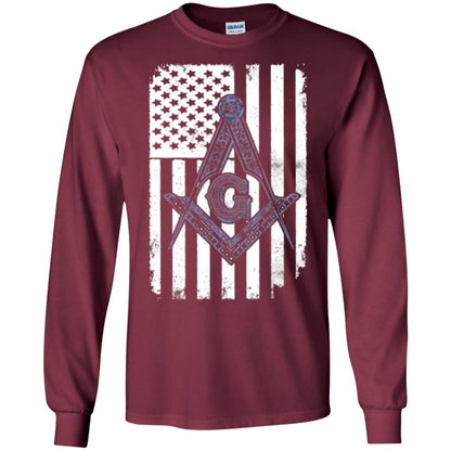 Freemason Usa Flag Logo Freemasonry America T-shirt Maroon
