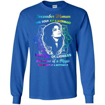 December Woman Shirt The Soul Of A Mermaid The Fire Of Lioness The Heart Of A Hippeie The Spirit Of A Butterfly Royal