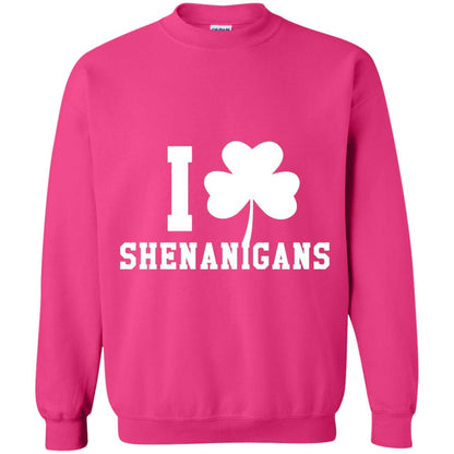 I Love Shenanigans Shamrock Saint Patrick_s Day T-shirt Heliconia