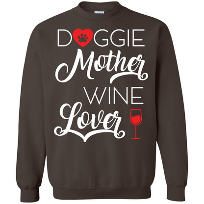 Doggie Mother Wine Lover Dog And Wine Gift Shirt For Mom Dark Chocolate