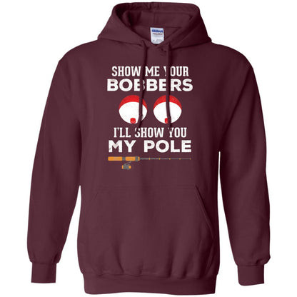 Fisherman T-shirt Show Me Your Bobbers Maroon