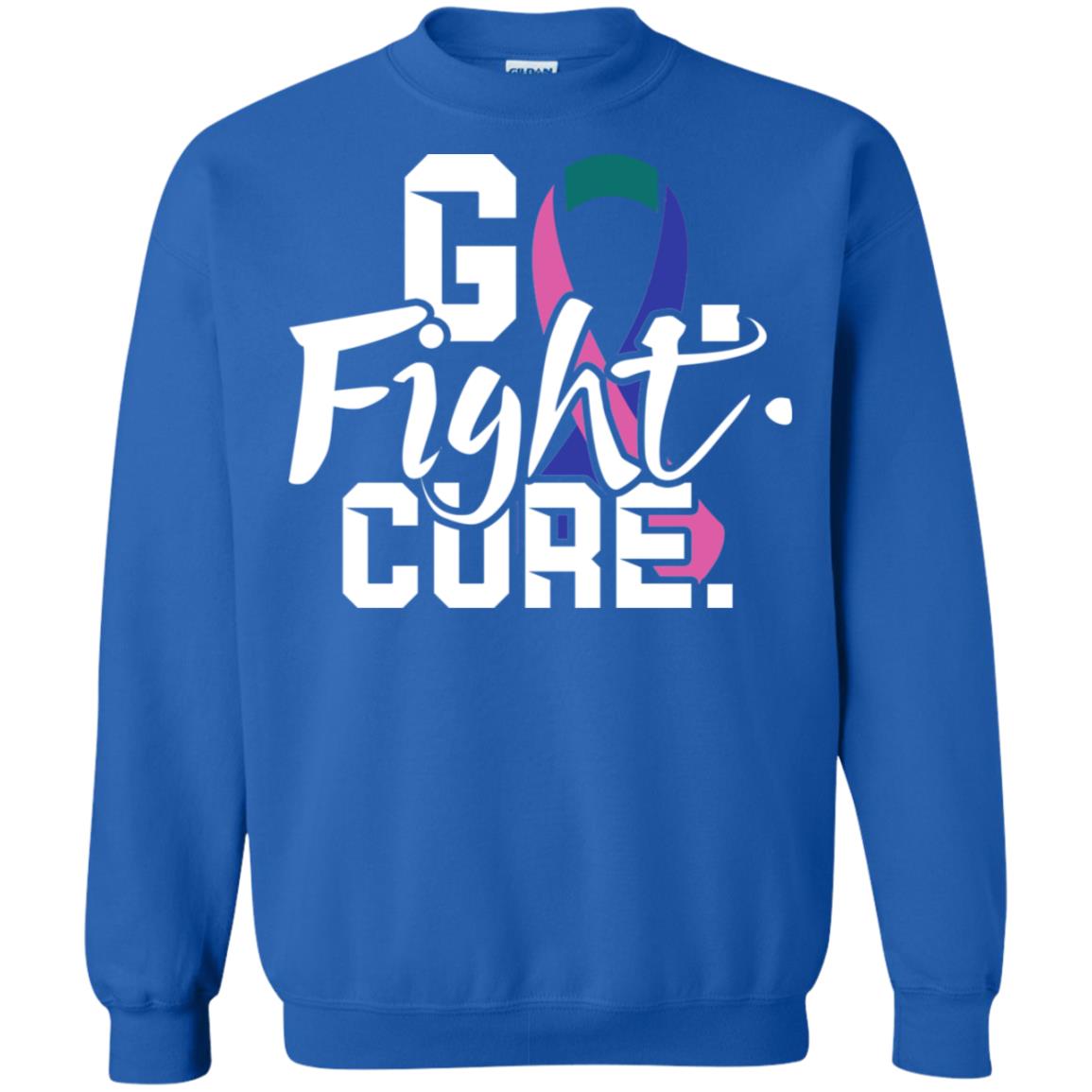 Thyroid Awareness Go Fight Cure Teal Pink Blue Ribbon Shirt Royal