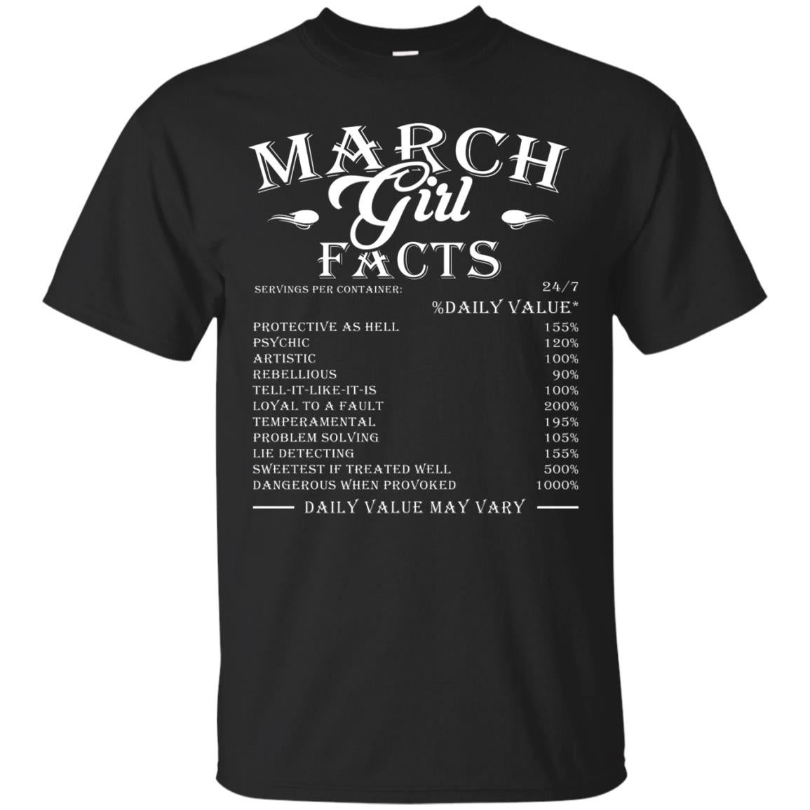 March Girl Facts Facts T-shirt Black