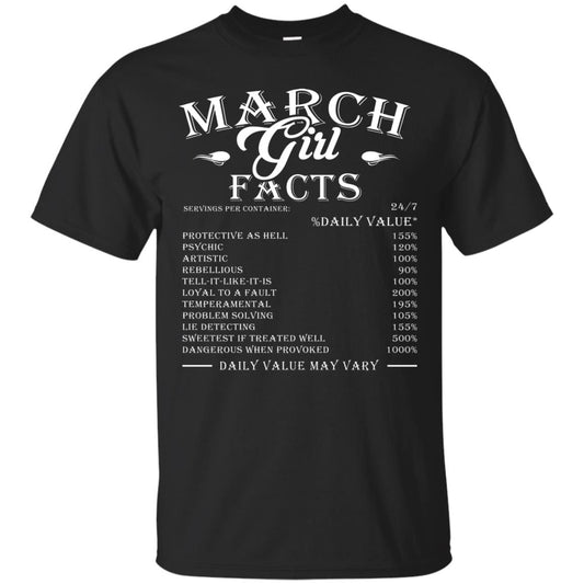 March Girl Facts Facts T-shirt Black
