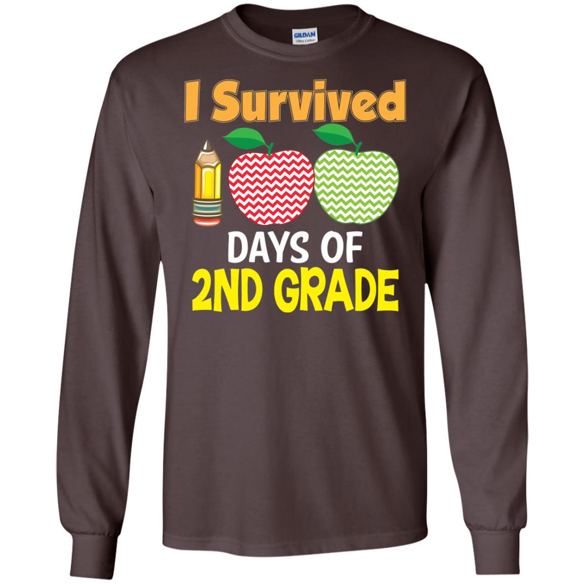 Kindergarten T-shirt I Survived 100 Days Of 2nd Dark Chocolate
