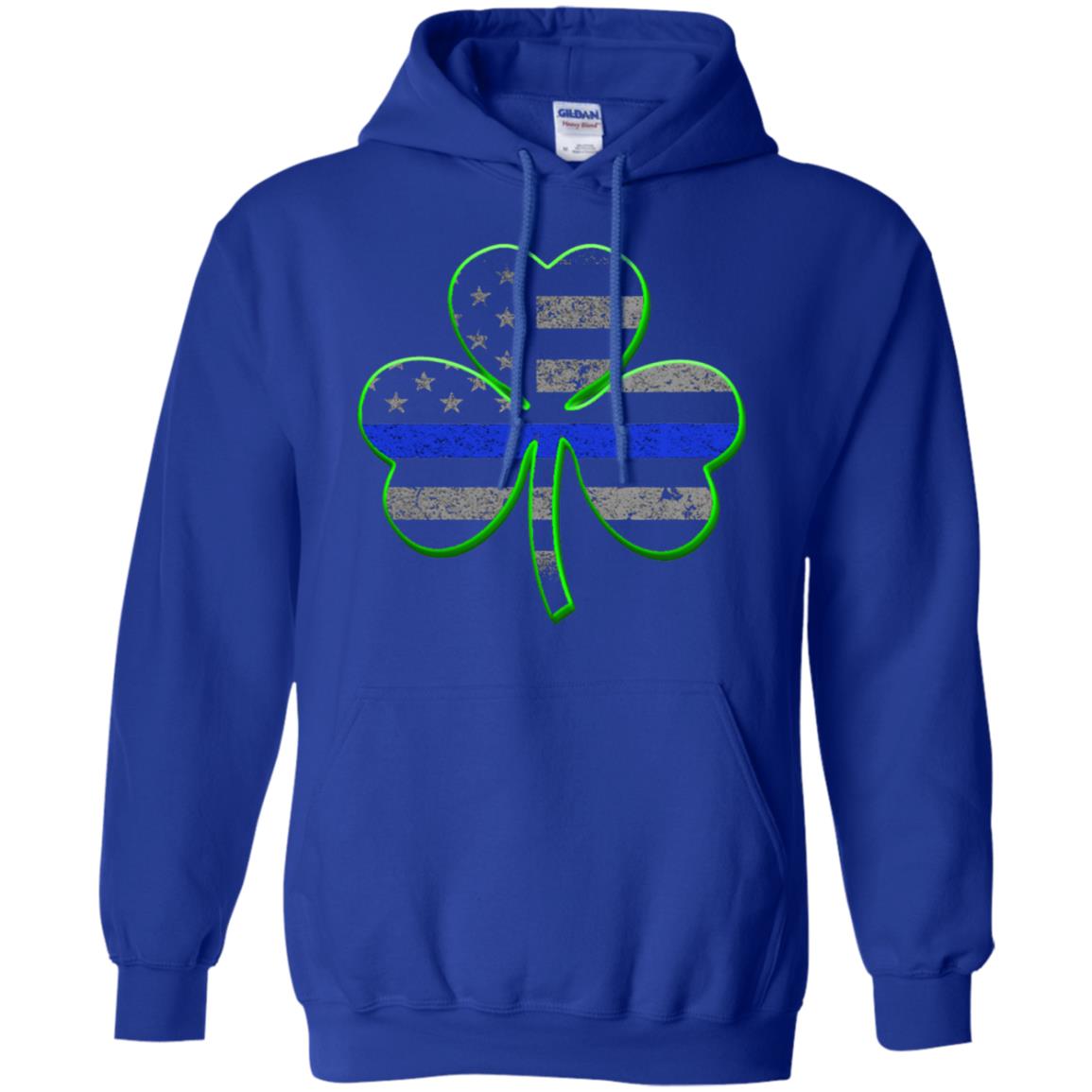 Thin Blue Line St Patrick_s Day Clover T-shirt Royal