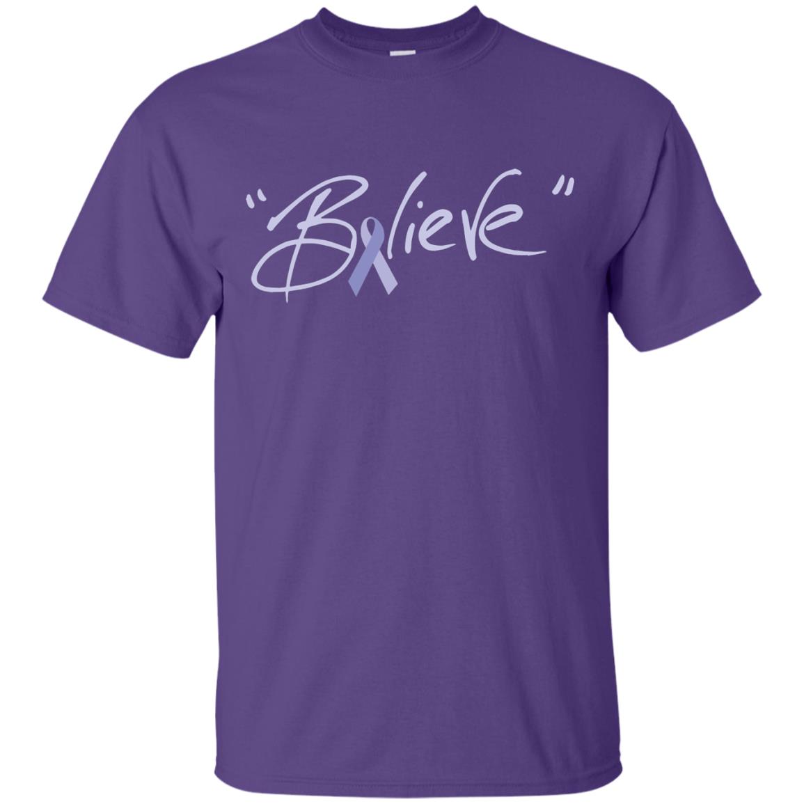 Esophageal And Stomach Cancer Awareness Shirt Periwinkle Blue Ribbon Believe Purple
