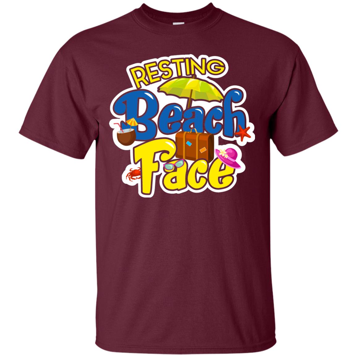 Resting Beach Face Summer Holiday T-shirt Maroon
