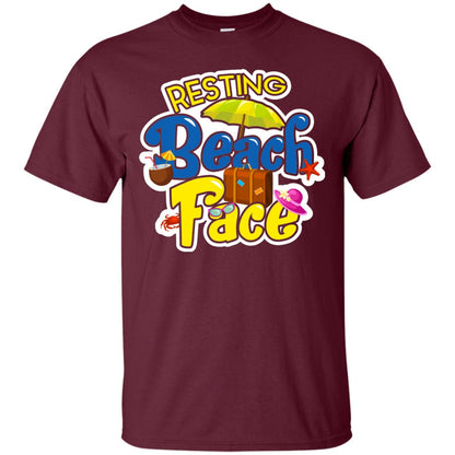 Resting Beach Face Summer Holiday T-shirt Maroon
