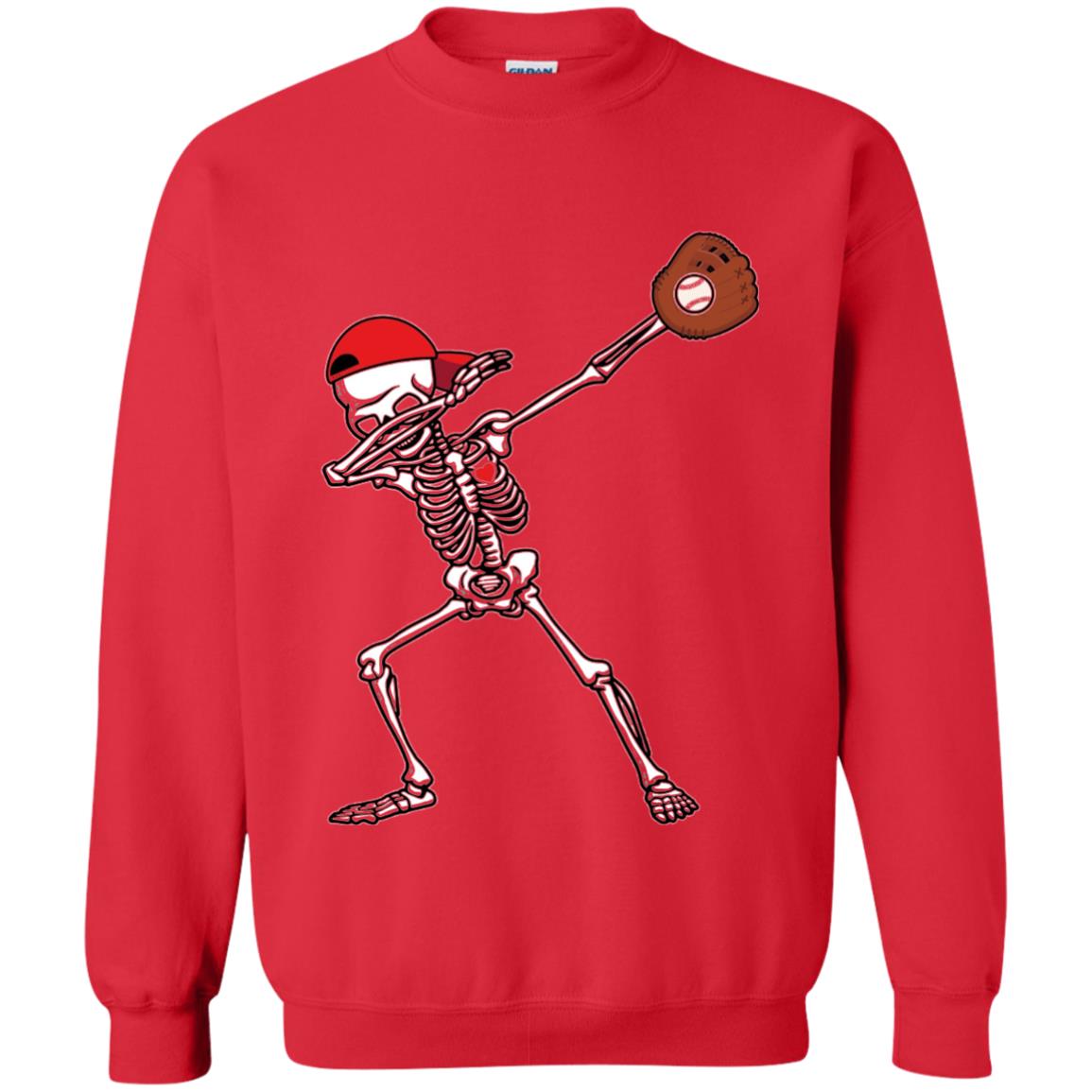 Dabbing Skeleton Baseball Lover T-shirt Red