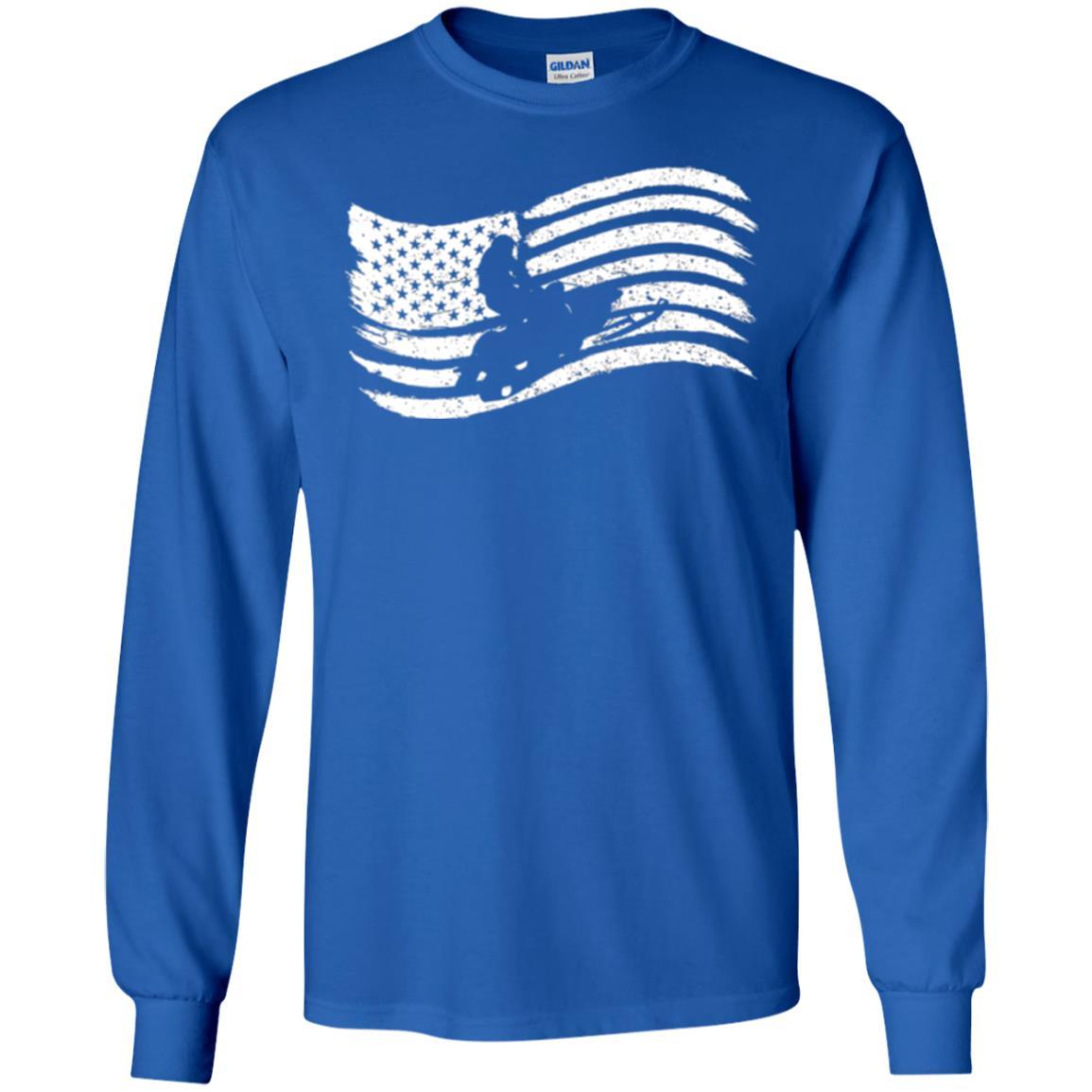 Snowmobile Rider T-shirt American Flag Royal