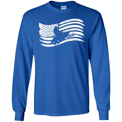 Snowmobile Rider T-shirt American Flag Royal