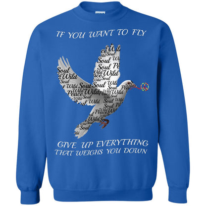If You Want To Fly Give Up Everything That Weighs You Down Peace Sign Shirt Royal