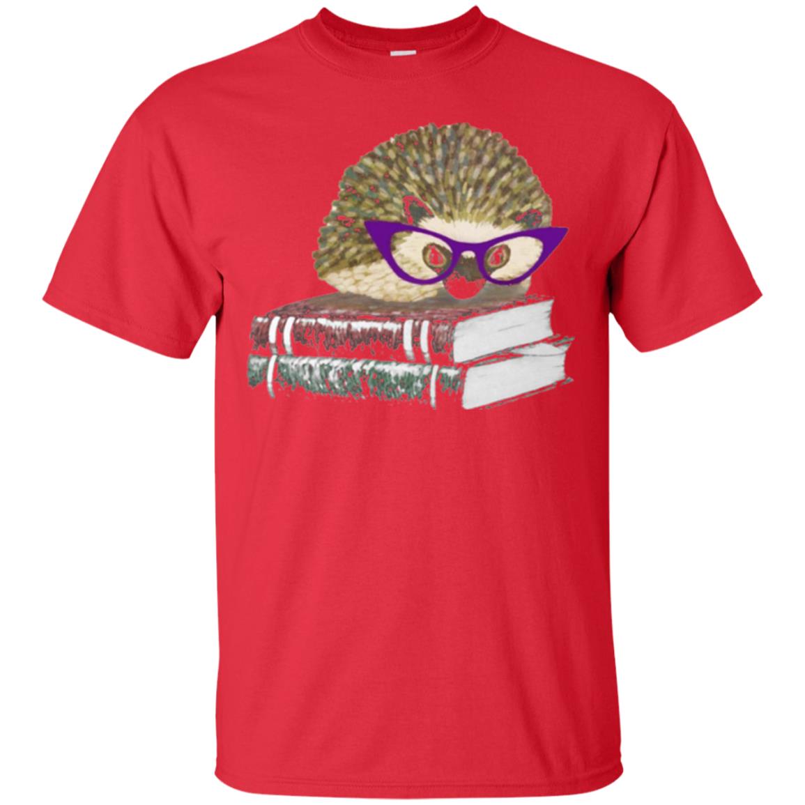 Adorable Hedgehog Book Nerd Gift Shirt Red