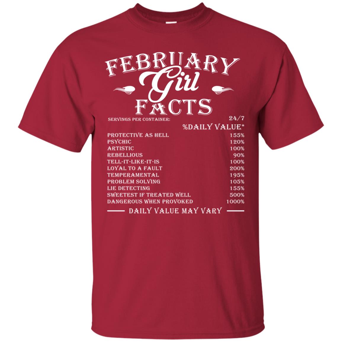February Girl Facts Facts T-shirt Cardinal