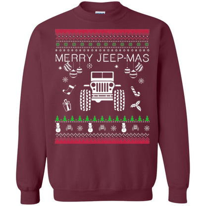 Christmas T-shirt Mery Jeep-mas Jeep Ugly Maroon