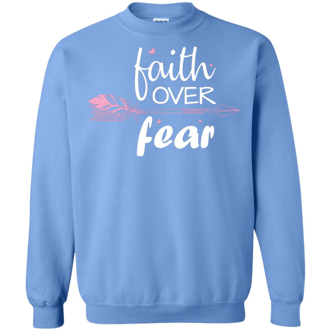Faith Over Fear Arrow Christian Shirt Carolina Blue