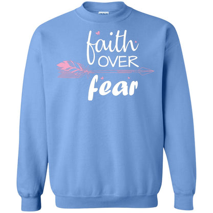 Faith Over Fear Arrow Christian Shirt Carolina Blue