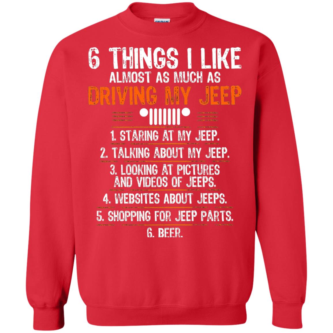 Funny Off Road Driving T-shirt 6 Things I Like Almost As Much As Red