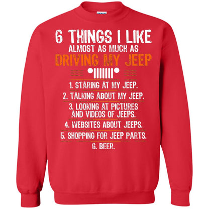 Funny Off Road Driving T-shirt 6 Things I Like Almost As Much As Red