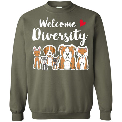 Dog Lover T-shirt Welcome Diversity Military Green