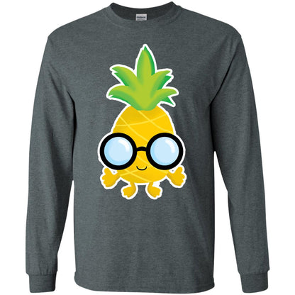 Funny Pineapple With Glasses For Boys Mens Shirt Dark Heather