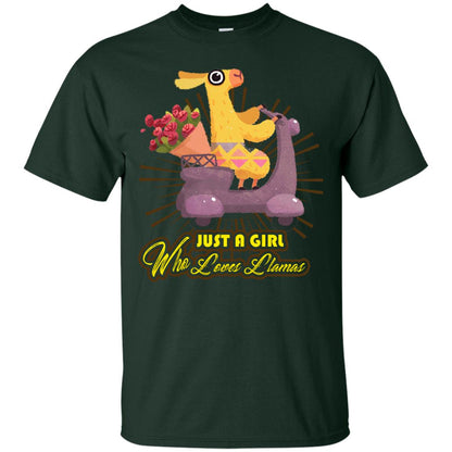 Just A Girl Who Loves Llamas Best Llama Gift Shirt For Girls Forest