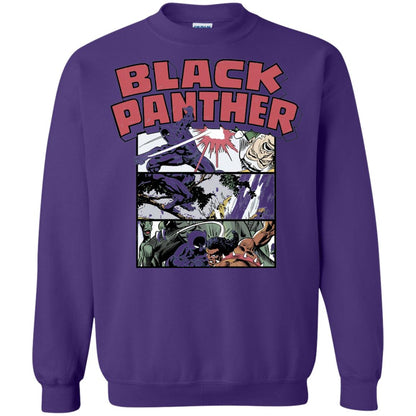 Black Panther Retro Comic Stacked Panel Art T-shirt Purple