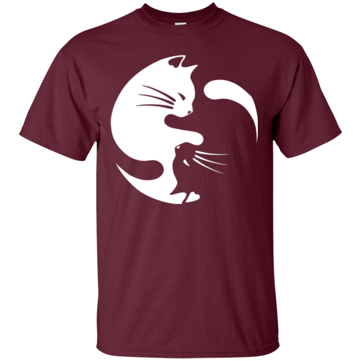 Ying Yang Cat T-shirt Maroon