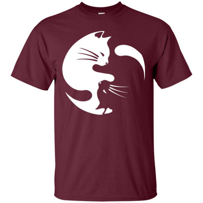 Ying Yang Cat T-shirt Maroon