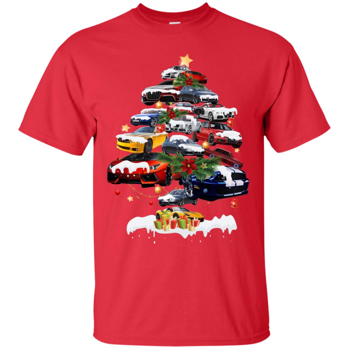 Cars Christmas Tree X-mas Gift Shirt For Mens Or Womens Red