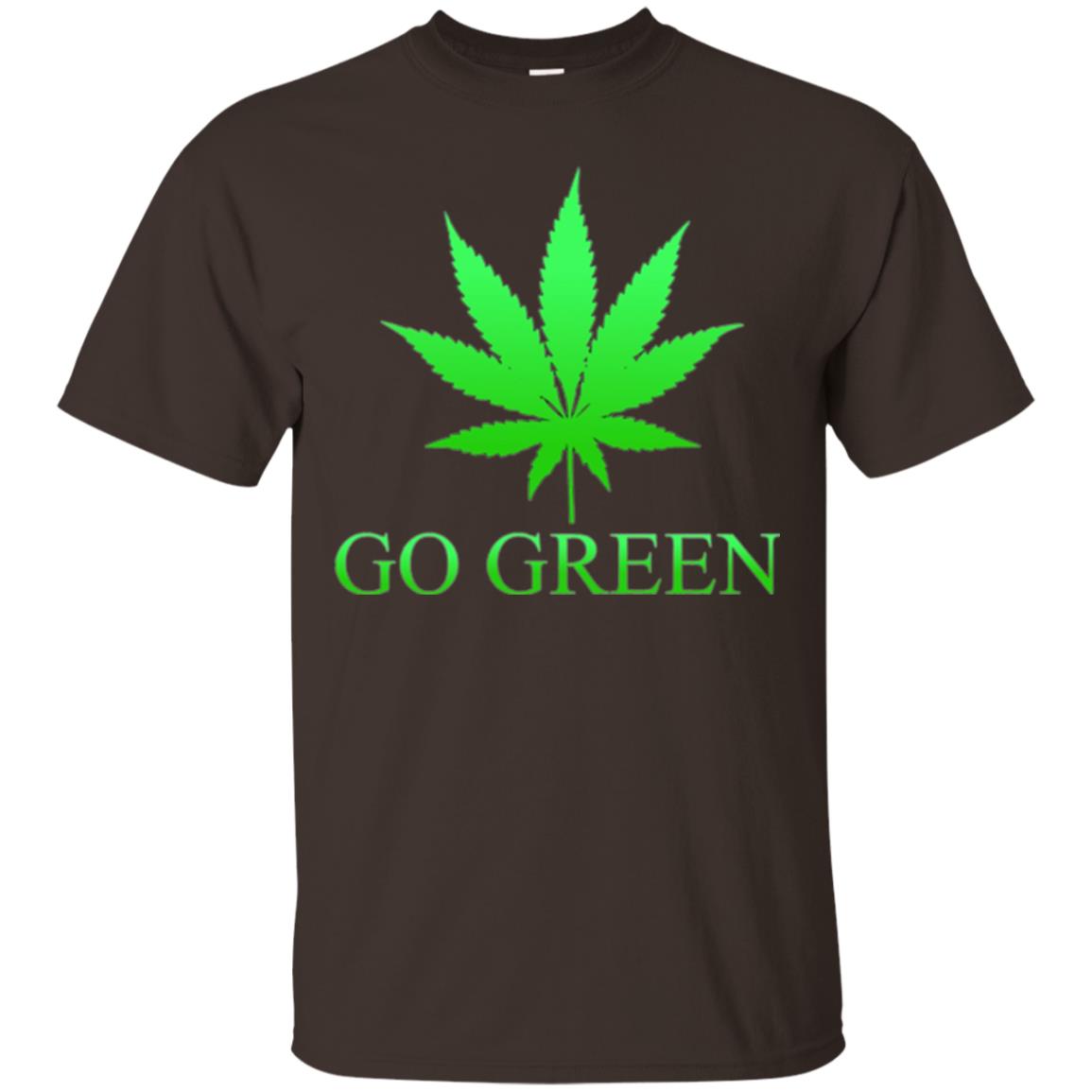 Go Green Weed T Shirt Marijuana Leaf Dark Chocolate