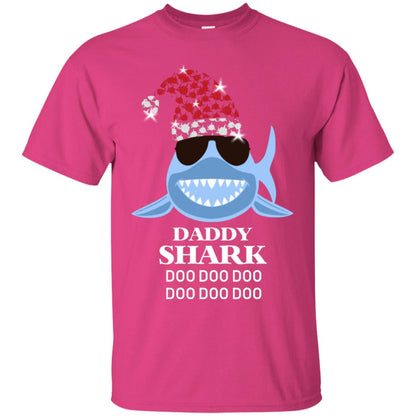 Daddy Shark With Santa Claus Hat Merry X-mas Family Shark Gift Shirt Heliconia
