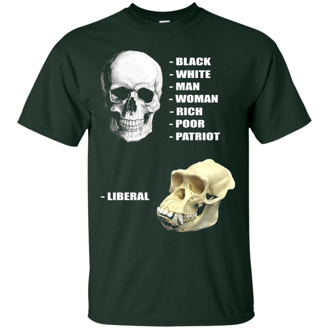 Funny Cool Skulls T-shirt Modern America Patriot Liberal Forest Green