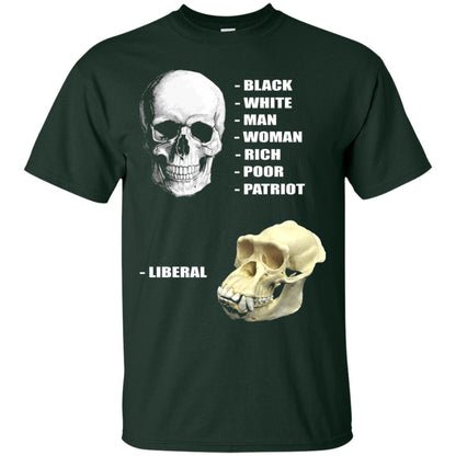 Funny Cool Skulls T-shirt Modern America Patriot Liberal Forest Green